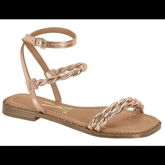 Vizzano Metallic Gold Rose Flat Sandals Straps - Picture 1 of 8